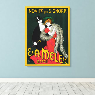 Vintage Art Nouveau, Italian Fashion Love Romance Canvas Print
