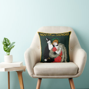 Vintage Art Nouveau, Italian Fashion Love Romance Cushion