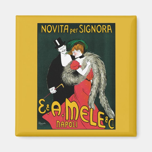Vintage Art Nouveau, Italian Fashion Love Romance Magnet (Front)