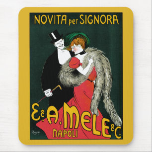 Vintage Art Nouveau, Italian Fashion Love Romance Mouse Mat
