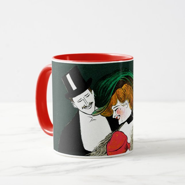 Vintage Art Nouveau, Italian Fashion Love Romance Mug (Front Left)