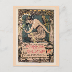 Vintage art nouveau Italian gas lighting ad Postcard