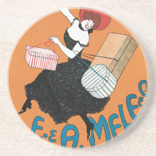 Vintage Art Nouveau, Italian Women Fashion Coaster