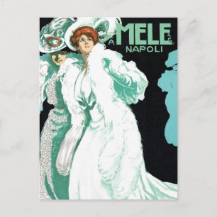 Vintage Art Nouveau, Italy Fashion and Fancy Women Postcard