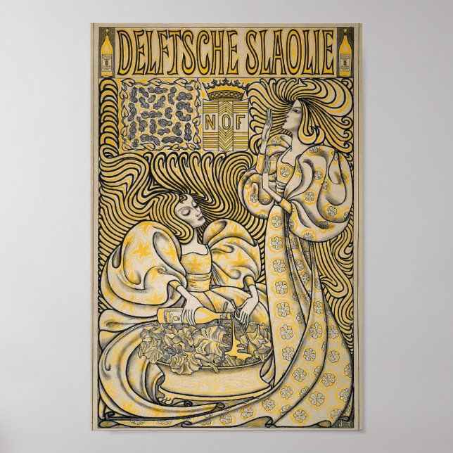 Vintage Art Nouveau Jugend Delftsche Slaolie 1894 Poster (Front)