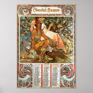 Vintage Art Nouveau Jugend Manhood Chocolat Masson Poster