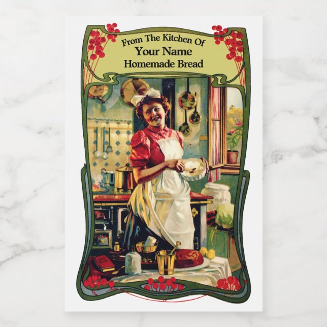 Vintage Art Nouveau Kitchen Template Food Label (Single Label)
