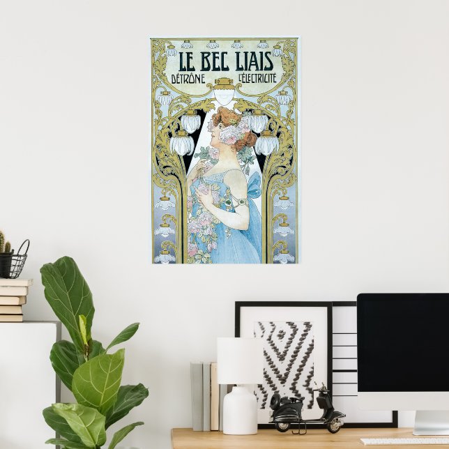 Vintage Art Nouveau Le Bec Liais, Privat Livemont Poster (Home Office)