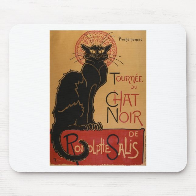 Vintage Art Nouveau Le Chat Noir Black Cat Mouse Mat (Front)