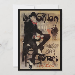 Vintage Art Nouveau Le Grillon, Man Drinking Beer
