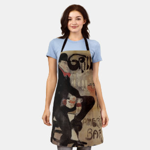 Vintage Art Nouveau Le Grillon, Man Drinking Beer Apron