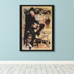 Vintage Art Nouveau Le Grillon, Man Drinking Beer Canvas Print