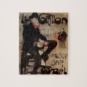 Vintage Art Nouveau Le Grillon, Man Drinking Beer Jigsaw Puzzle