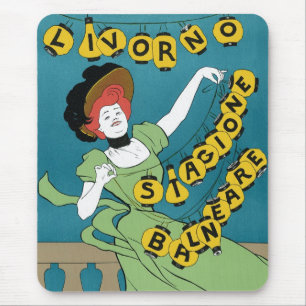 Vintage Art Nouveau, Livorno Senorita Dancing Mouse Mat