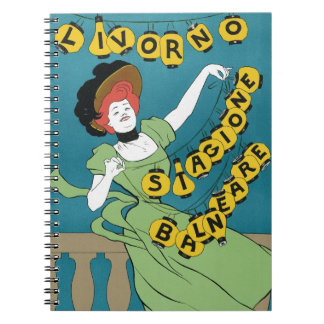 Vintage Art Nouveau, Livorno Senorita Dancing Notebook
