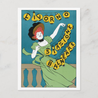 Vintage Art Nouveau, Livorno Senorita Dancing Postcard