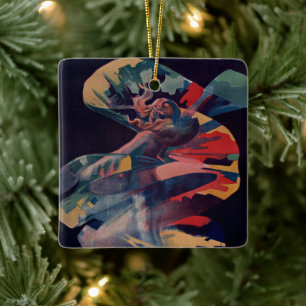 Vintage Art Nouveau, Loie Fuller at Folies Bergere Ceramic Ornament