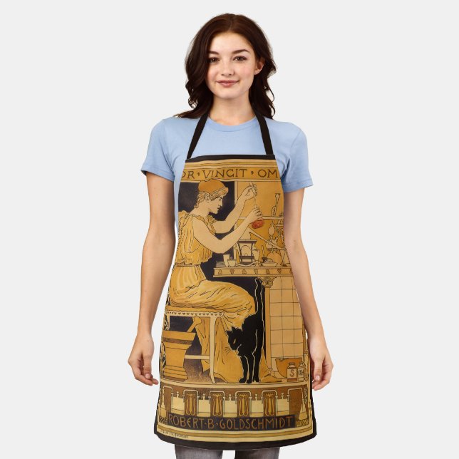 Vintage Art Nouveau, Love Conquers All Scientist Apron (Worn)