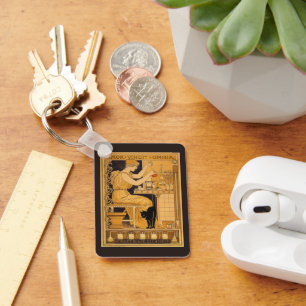 Vintage Art Nouveau, Love Conquers All Scientist Key Ring