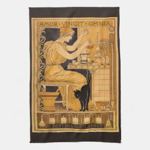 Vintage Art Nouveau, Love Conquers All Scientist Tea Towel