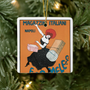 Vintage Art Nouveau Magazzini Italiani by Capiello Ceramic Tree Decoration