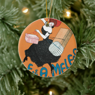 Vintage Art Nouveau Magazzini Italiani by Capiello Ceramic Tree Decoration