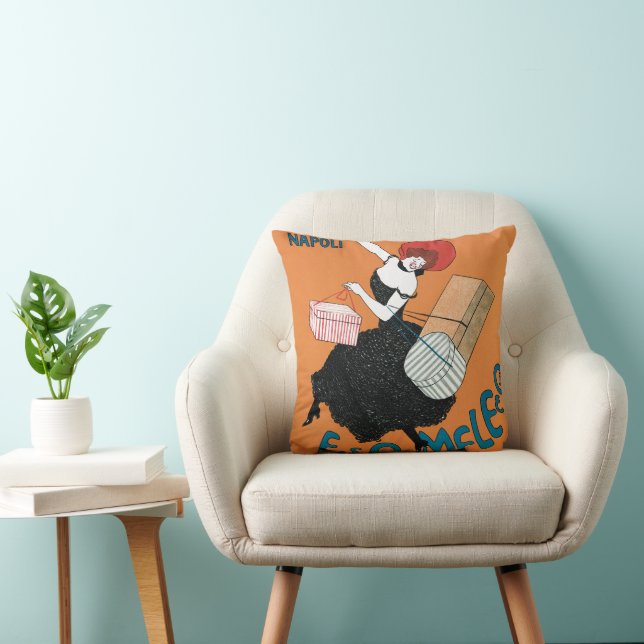 Vintage Art Nouveau Magazzini Italiani by Capiello Cushion (Chair)