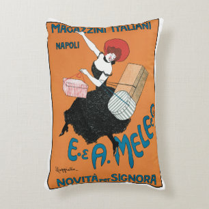 Vintage Art Nouveau Magazzini Italiani by Capiello Decorative Cushion