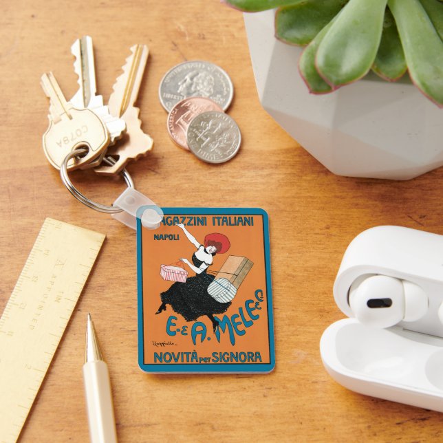 Vintage Art Nouveau Magazzini Italiani by Capiello Key Ring (Desk)