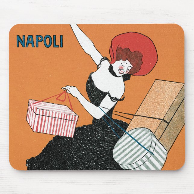 Vintage Art Nouveau Magazzini Italiani by Capiello Mouse Mat (Front)