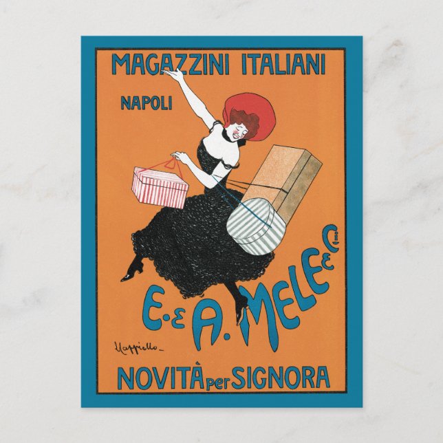 Vintage Art Nouveau Magazzini Italiani by Capiello Postcard (Front)