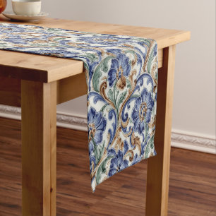 Vintage Art Nouveau Majolica Floral Craftsman Short Table Runner