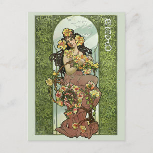 Vintage Art Nouveau May Woman by Gaspar Camps Postcard
