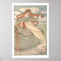 Vintage Art Nouveau Mermaid