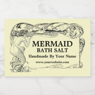 Vintage Art Nouveau Mermaid Template Food Label