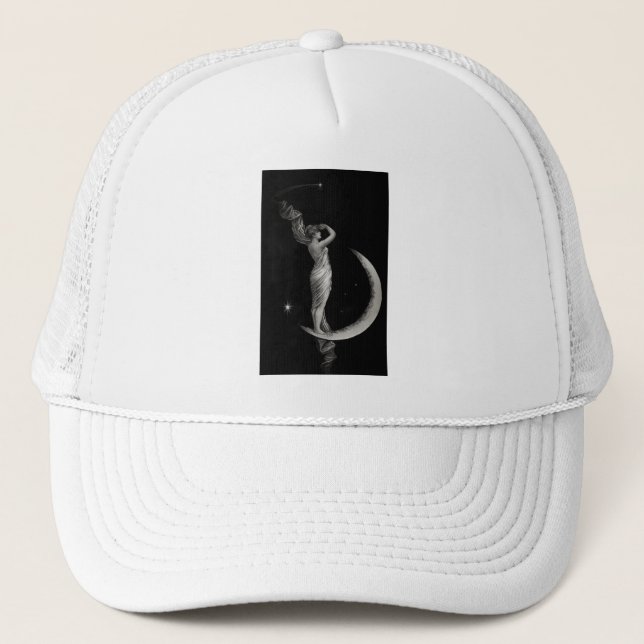Vintage Art Nouveau Moon Girl Trucker Hat (Front)