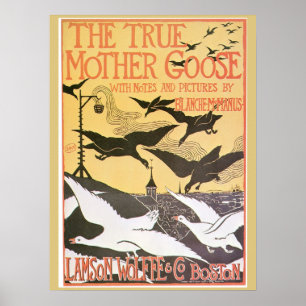 Vintage Art nouveau Mother Goose advert Poster