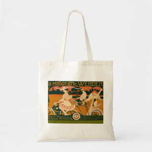 Vintage Art Nouveau Motorcycle Race poster Tote Bag