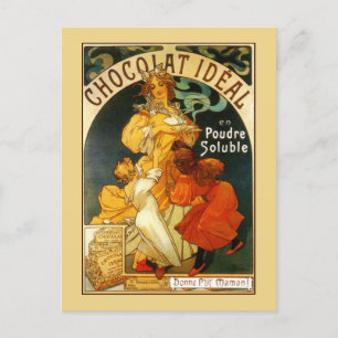 Vintage art nouveau Mucha chocolate drink ad Postcard