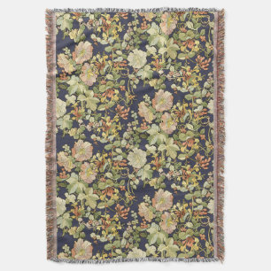 Vintage Art Nouveau Mucha Honeysuckle Pattern Throw Blanket