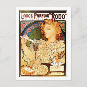 Vintage art nouveau Mucha Perfume ad Postcard