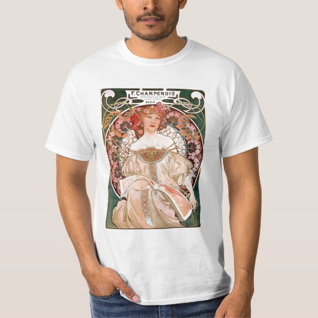Vintage Art Nouveau Mucha Print T-Shirt (Front)
