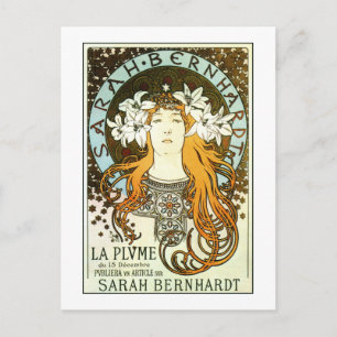 Vintage art nouveau Mucha Sarah Bernhardt ad Postcard