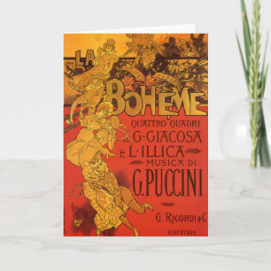 Vintage Art Nouveau Music, La Boheme Opera, 1896 Card
