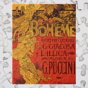 Vintage Art Nouveau Music, La Boheme Opera, 1896 Jigsaw Puzzle