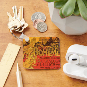 Vintage Art Nouveau Music, La Boheme Opera, 1896 Key Ring
