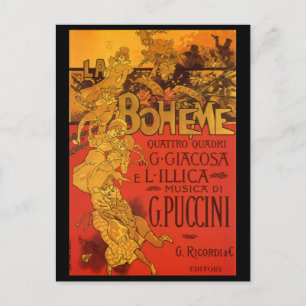 Vintage Art Nouveau Music, La Boheme Opera, 1896 Postcard