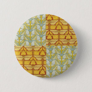 Vintage Art Nouveau Nature Grid Pattern Art 6 Cm Round Badge