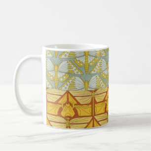 Vintage Art Nouveau Nature Grid Pattern Art Coffee Mug