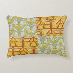 Vintage Art Nouveau Nature Grid Pattern Art Decorative Cushion